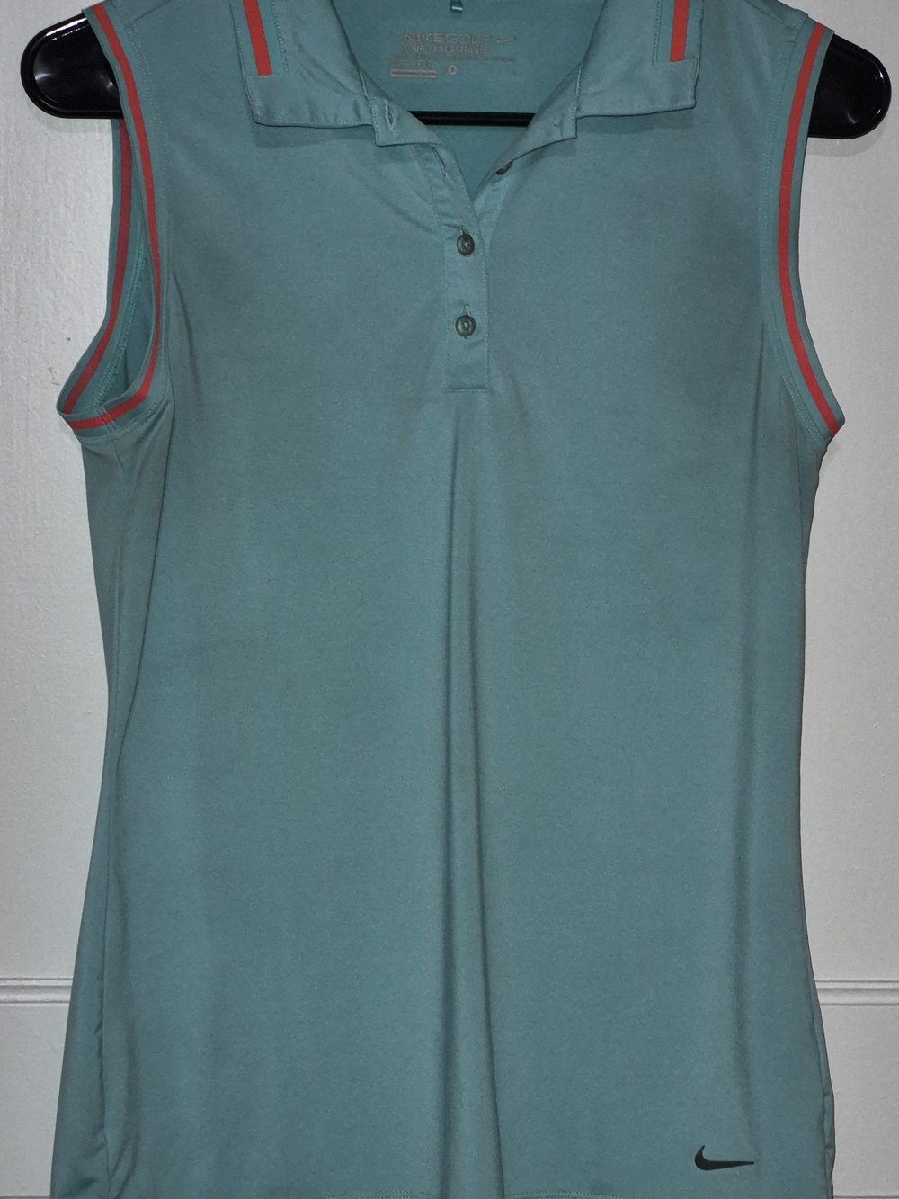 Nike Women's Teal Sleeveless Polo Tank with Coral Trim